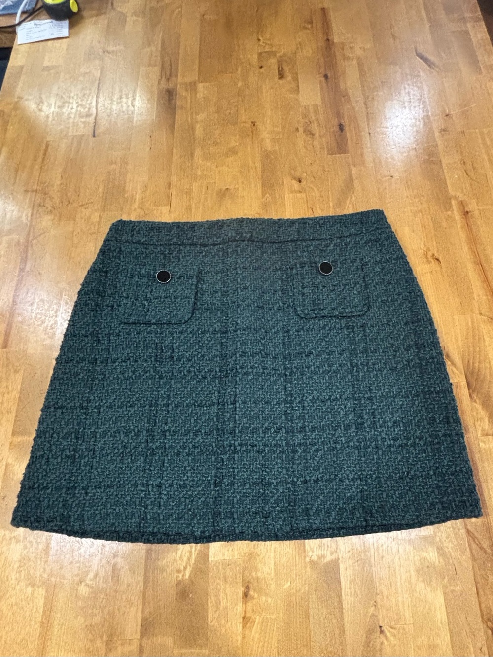 Maison d’Amelie Green Textured Tweed Skirt with Pockets Sz 12
